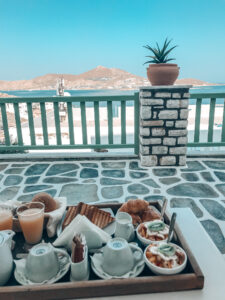 breakfast on the terrace at Villa Isabella Naoussa - Paros guide